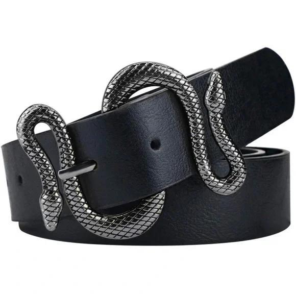 Accessories | Silver Vintage Leather Snake Buckle Belt  display picture 1
